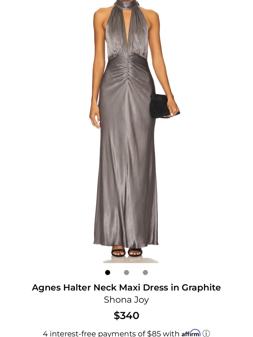 Shona Joy Agnes Halter Maxi Dress in Graphite Silver